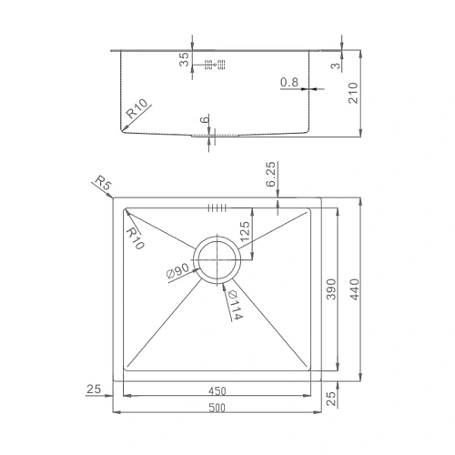 Кухонная мойка Raglo R703.5044.09 500x440мм графит Кухонная мойка Raglo R703.5044.09 500x440мм графит