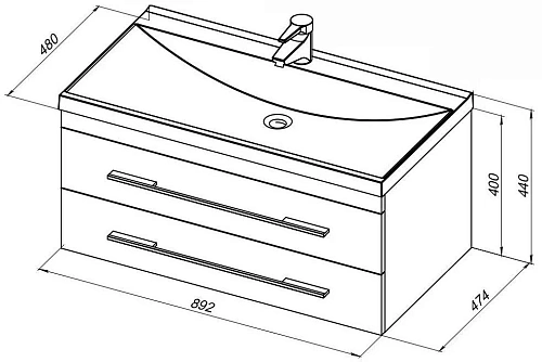 Тумба под раковину Aquanet Верона 90 белый (подвесная 2 ящика) 00172335 Тумба под раковину Aquanet Верона 90 белый (подвесная 2 ящика) 00172335