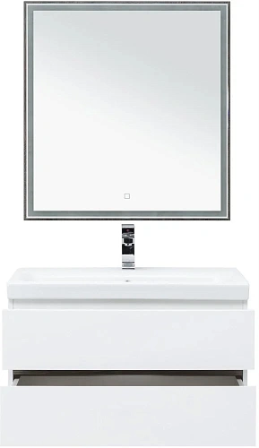 Комплект мебели Aquanet Беркли 80 белый/дуб рошелье (зеркало дуб рошелье) 00258969 Комплект мебели Aquanet Беркли 80 белый/дуб рошелье (зеркало дуб рошелье) 00258969