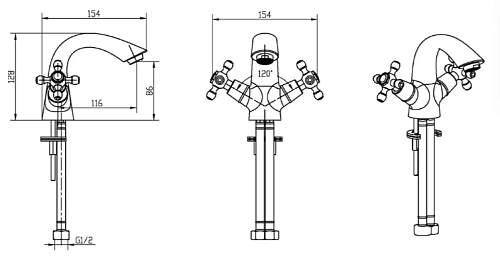 Смеситель для раковины Boheme ROYAL CRYSTAL 311-Royal/CRST black бронза Смеситель для раковины Boheme ROYAL CRYSTAL 311-Royal/CRST black бронза