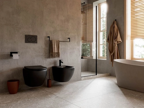 Унитаз подвесной Ceramica Nova METROPOL CN4002MB Чёрный матовый с сиденьем Унитаз подвесной Ceramica Nova METROPOL CN4002MB Чёрный матовый с сиденьем