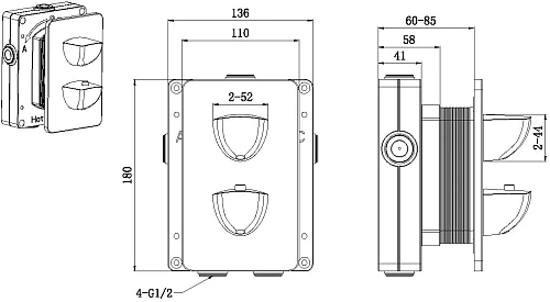 Смеситель для душа Allen Brau Infinity 5.21116-31 (с внутренней частью, 1 выход) черный матовый Смеситель для душа Allen Brau Infinity 5.21116-31 (с внутренней частью, 1 выход) черный матовый