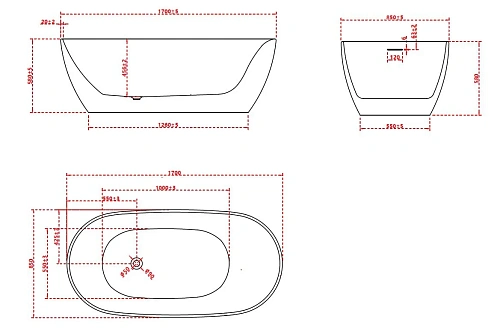 Ванна акриловая Vincea VBT-601-1700 1700x800x580 белый, щелевой перелив Ванна акриловая Vincea VBT-601-1700 1700x800x580 белый, щелевой перелив