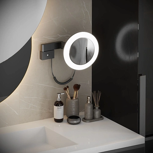 Зеркало косметическое Timo Petruma 15276/03 с подсветкой черный Зеркало косметическое Timo Petruma 15276/03 с подсветкой черный