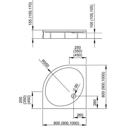 Душевой поддон Radaway Patmos A800 4S88155-03 80x80 Душевой поддон Radaway Patmos A800 4S88155-03 80x80
