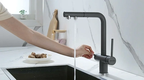 Смеситель для кухни Paulmark SERPENTINE серый металлик Se213222-GRM Смеситель для кухни Paulmark SERPENTINE серый металлик Se213222-GRM