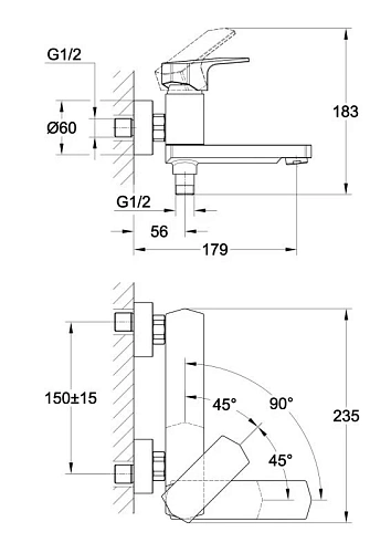 Смеситель для ванны Cersanit WISLA (A63056) однорычажный 63056 Смеситель для ванны Cersanit WISLA (A63056) однорычажный 63056
