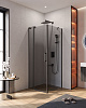 Картинка анонса товара «душевой уголок cezares slider-ah-1-80-80/90-grigio-nero 80-90x80см стекло тонированное (графит), профиль черный»