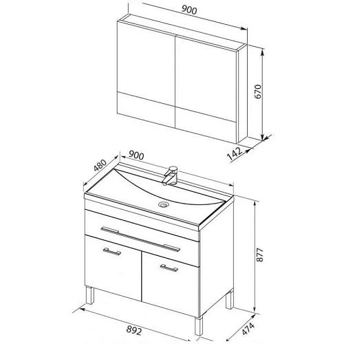 Комплект мебели Aquanet Верона NEW 90 черный (напольный 1 ящик 2 дверцы) 00230315 Комплект мебели Aquanet Верона NEW 90 черный (напольный 1 ящик 2 дверцы) 00230315