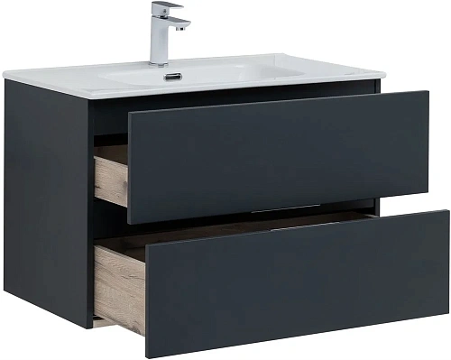 Тумба под раковину Aquanet Алвита New 80 2 ящика, антрацит 00277515 Тумба под раковину Aquanet Алвита New 80 2 ящика, антрацит 00277515