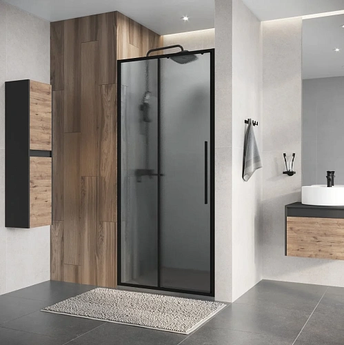 Душевая дверь Niagara Nova NG-84-L10CHB (100х195) черный матовый, раздвижная влево, стекло шиншилла Душевая дверь Niagara Nova NG-84-L10CHB (100х195) черный матовый, раздвижная влево, стекло шиншилла