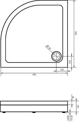Душевой поддон STWORKI Хельсинки 90x90, с сифоном 555188 Душевой поддон STWORKI Хельсинки 90x90, с сифоном 555188
