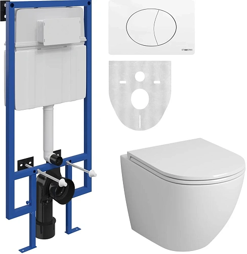 Комплект STWORKI Унитаз подвесной Grossman GR-4455S безободковый + Система инсталляции для унитазов 555354 Комплект STWORKI Унитаз подвесной Grossman GR-4455S безободковый + Система инсталляции для унитазов 555354