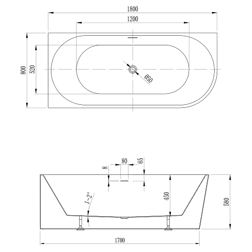 Акриловая ванна ABBER AB9502-1.8 L белая Акриловая ванна ABBER AB9502-1.8 L белая