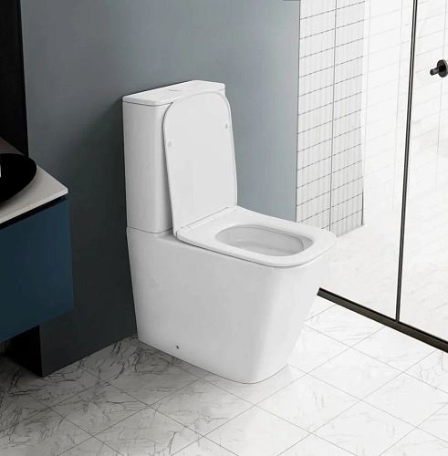 Унитаз напольный ABBER Rechteck AC1210TMW компакт белый матовый, безободковый, смыв торнадо с крышкой микролифт Унитаз напольный ABBER Rechteck AC1210TMW компакт белый матовый, безободковый, смыв торнадо с крышкой микролифт