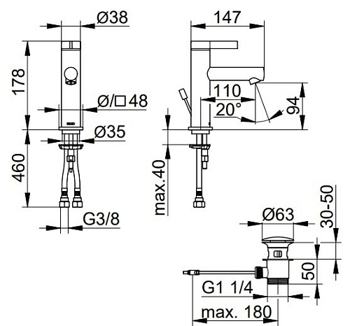 Смеситель для раковины 100 Keuco IXMO PURE 59502011000 Смеситель для раковины 100 Keuco IXMO PURE 59502011000