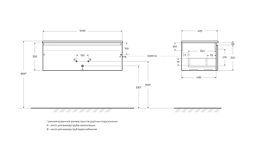 Тумба под раковину BelBagno UNO-1000-2C-SO-BO Bianco Opaco, 1000x455x608 Тумба под раковину BelBagno UNO-1000-2C-SO-BO Bianco Opaco, 1000x455x608