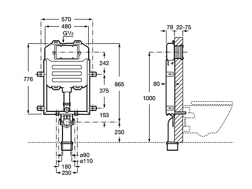 Бачок скрытого монтажа Roca In-Wall Basic Compact 890080120 Бачок скрытого монтажа Roca In-Wall Basic Compact 890080120