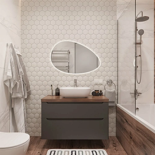 Зеркало STWORKI Скаген 92 с подсветкой, белое, инфракрасное управление, овальное 551011 Зеркало STWORKI Скаген 92 с подсветкой, белое, инфракрасное управление, овальное 551011