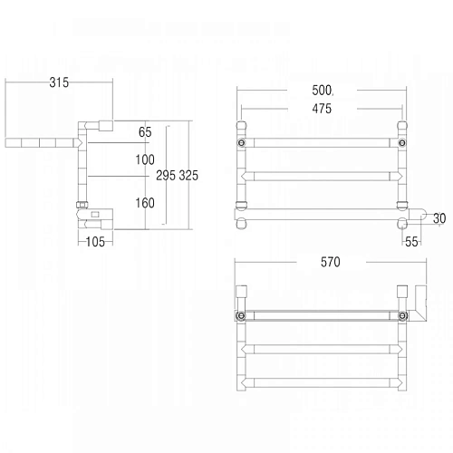Полотенцесушитель электрический Margaroli Sereno 592 BOX с полкой, 592475CR 47.5 x 33 см, хром 592475CRB Полотенцесушитель электрический Margaroli Sereno 592 BOX с полкой, 592475CR 47.5 x 33 см, хром 592475CRB