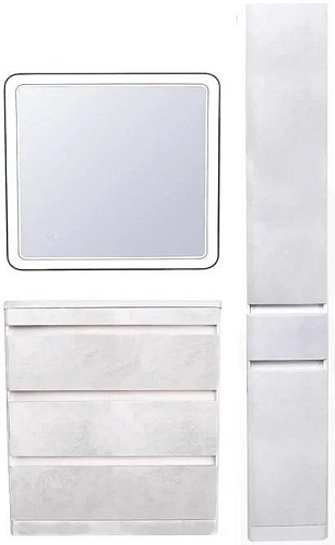 Шкаф-пенал Style Line Атлантика 30 с корзиной, Люкс бетон крем, PLUS СС-00002277 Шкаф-пенал Style Line Атлантика 30 с корзиной, Люкс бетон крем, PLUS СС-00002277