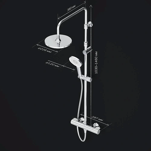 Душевая система AM.PM X-Joy F0785A400 с термостатом, верхний душ 220мм, хром Душевая система AM.PM X-Joy F0785A400 с термостатом, верхний душ 220мм, хром