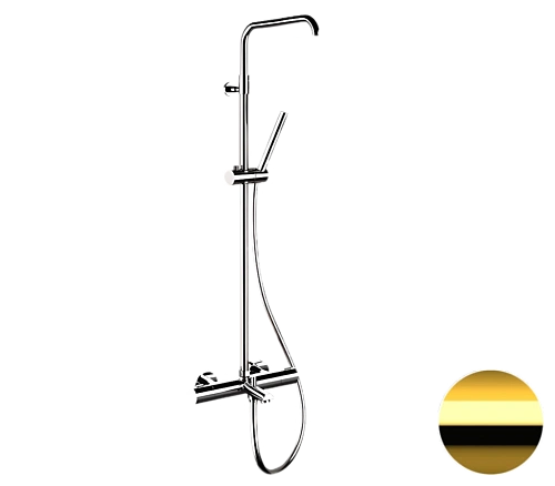 Душевая система Remer Elegance EQ34A7MMSSOFDO термостатическая, золото глянцевое Душевая система Remer Elegance EQ34A7MMSSOFDO термостатическая, золото глянцевое