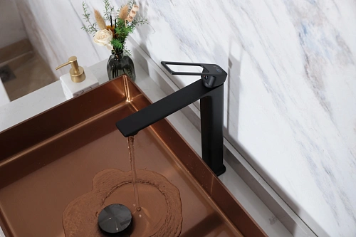 Смеситель для раковины Gid Niagara L057-BM-D L057BMD черный матовый Смеситель для раковины Gid Niagara L057-BM-D L057BMD черный матовый