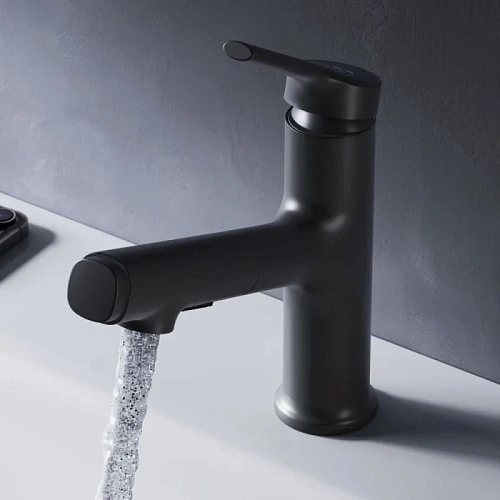 Смеситель для раковины AM.PM X-Joy F85B02922 с вытяжным изливом, черный Смеситель для раковины AM.PM X-Joy F85B02922 с вытяжным изливом, черный