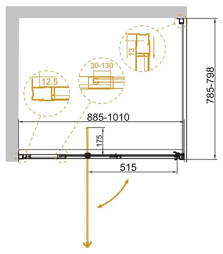 Душевой уголок CEZARES VARIANTE-AH-1-90/100-80-C-Cr 90-100x80см стекло прозрачное, профиль хром Душевой уголок CEZARES VARIANTE-AH-1-90/100-80-C-Cr 90-100x80см стекло прозрачное, профиль хром