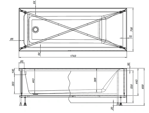 Акриловая ванна Aquanet Aura 175x70 00362713 с каркасом Акриловая ванна Aquanet Aura 175x70 00362713 с каркасом