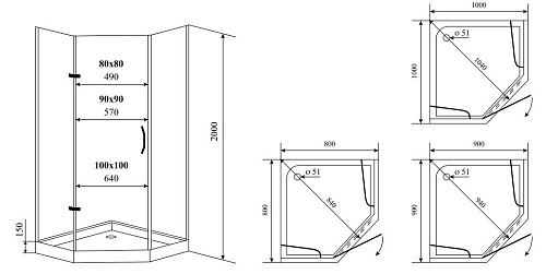 Душевой уголок Timo BY-839 матов.(80x80x200) Душевой уголок Timo BY-839 матов.(80x80x200)