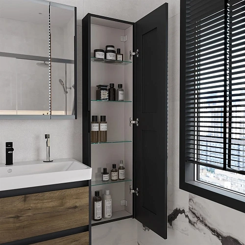 Шкаф-пенал STWORKI Кронборг МВК077 40, с подсветкой, черный 541673 Шкаф-пенал STWORKI Кронборг МВК077 40, с подсветкой, черный 541673