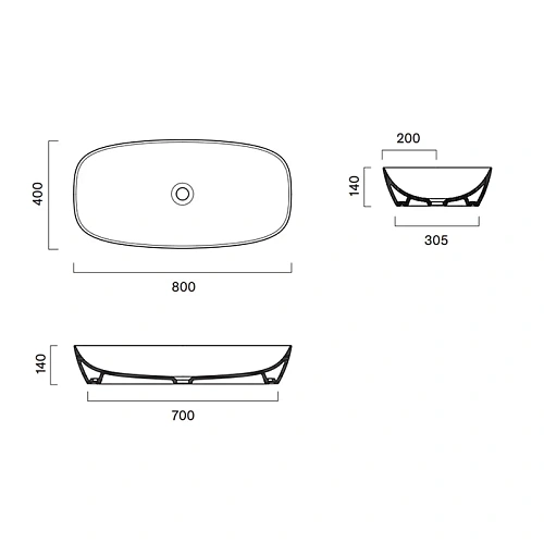 Раковина Catalano Alvea 0622800001 80x40 накладная, белый глянцевый Раковина Catalano Alvea 0622800001 80x40 накладная, белый глянцевый