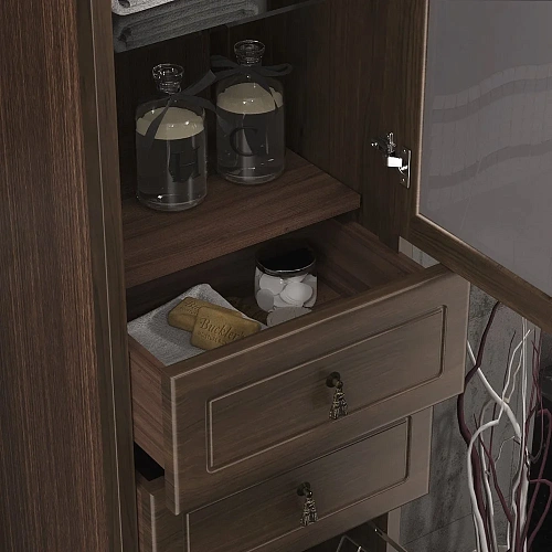 Шкаф-пенал Тибет 40 Z0000008022 левый с худ.стеклом нагал Шкаф-пенал Тибет 40 Z0000008022 левый с худ.стеклом нагал