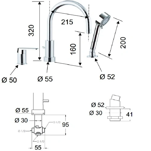 Смеситель для ванны Remer Dream D07 Смеситель для ванны Remer Dream D07