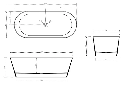Ванна отдельностоящая ABBER AS9622 165x70 универсальная, белая матовая, искусственный камень Ванна отдельностоящая ABBER AS9622 165x70 универсальная, белая матовая, искусственный камень