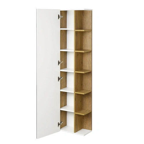 Шкаф-пенал Aquaton Сканди с зеркалом белый, дуб рустикальный 1A253403SDZ90 Шкаф-пенал Aquaton Сканди с зеркалом белый, дуб рустикальный 1A253403SDZ90