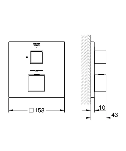 Смеситель для душа GROHE Grohtherm Cube, квадратная розетка, темный графит матовый (24153AL0) термос Смеситель для душа GROHE Grohtherm Cube, квадратная розетка, темный графит матовый (24153AL0) термос