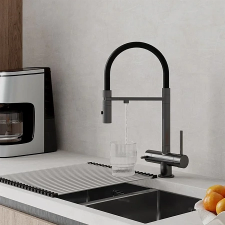 Смеситель для кухни Iddis Ace (ACEGMFFi05) с фильтром и гибким изливом, графит Смеситель для кухни Iddis Ace (ACEGMFFi05) с фильтром и гибким изливом, графит