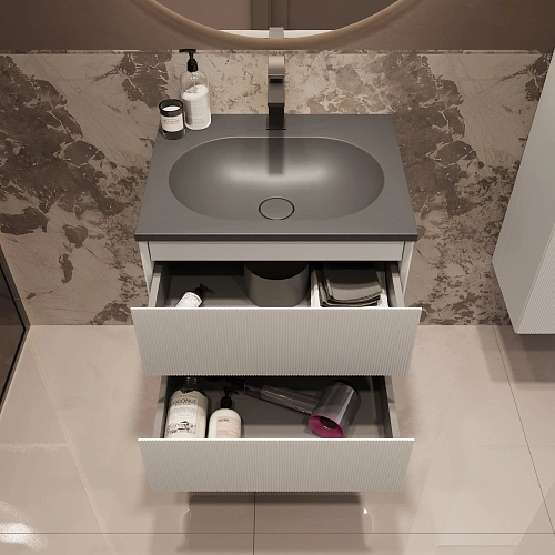 Тумба под раковину Vincea Welle 600 подвесная, белый матовый софт-тач Тумба под раковину Vincea Welle 600 подвесная, белый матовый софт-тач