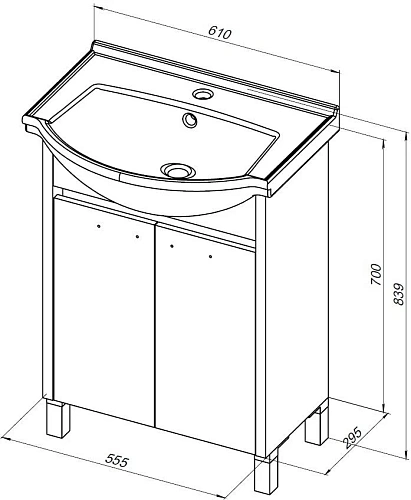 Тумба с раковиной Aquanet Донна 60 00308382 белый глянец Тумба с раковиной Aquanet Донна 60 00308382 белый глянец