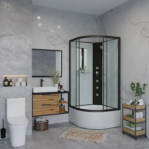 Душевая кабина Niagara Classic NG-6709-14BKG (1000х1000х2000)высокий поддон (45см) стекло прозрачное черные профиля 67091414BKG Душевая кабина Niagara Classic NG-6709-14BKG (1000х1000х2000)высокий поддон (45см) стекло прозрачное черные профиля 67091414BKG