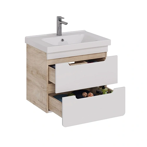 Тумба под раковину Lemark OLIVIA 65 см подвесная, дуб кантри, белый LM08OL65T Тумба под раковину Lemark OLIVIA 65 см подвесная, дуб кантри, белый LM08OL65T