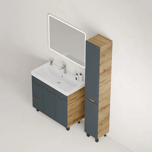 Тумба под раковину Onika Айленд 90 см 109032 напольная, графит/дуб крафт золотой, с корзиной (для Адриана 90) Тумба под раковину Onika Айленд 90 см 109032 напольная, графит/дуб крафт золотой, с корзиной (для Адриана 90)