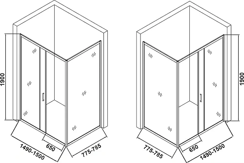 Душевой уголок DIWO Смоленск 150х80 см, профиль хром матовый 556379 Душевой уголок DIWO Смоленск 150х80 см, профиль хром матовый 556379
