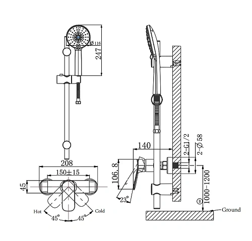 Смеситель для ванны ARROW AG3503CP-TZ хром Смеситель для ванны ARROW AG3503CP-TZ хром