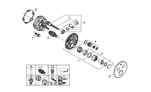 Смеситель для душа GROHE Grohtherm SmartControl на 2 выхода, хром (29145000) внешняя часть Смеситель для душа GROHE Grohtherm SmartControl на 2 выхода, хром (29145000) внешняя часть