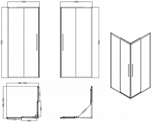 Душевой уголок Esbano ESS-100KV-C (ESOGS100KVC) 100х100х195 прозрачное стекло, профиль хром Душевой уголок Esbano ESS-100KV-C (ESOGS100KVC) 100х100х195 прозрачное стекло, профиль хром