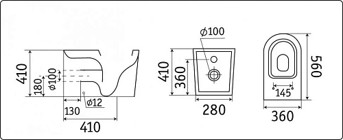 Унитаз приставной CeramaLux 3178-18 черный с крышкой микролифт Унитаз приставной CeramaLux 3178-18 черный с крышкой микролифт